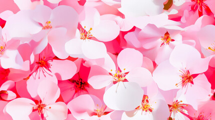 3D flowers print and plants print in pink white colored exotic seamless patchwork pattern. fashion trendy realistic blossom bloom background for fabric textile design wallpaper