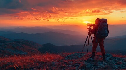 Photographer Captures Sunset Over Mountain Ranges