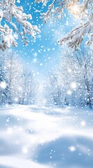 Snow Covered Trees in Winter Landscape.