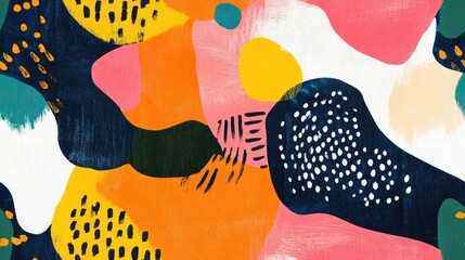 Fototapeta premium Colorful abstract shapes create a textured background Hand painted modern artwork featuring artistic patterns