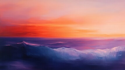 Obraz premium Abstract landscape with orange and purple hues.