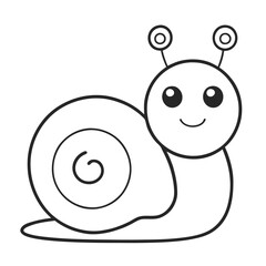 Cute Cartoon Snail line art Vector for Kids Coloring and Stickers.