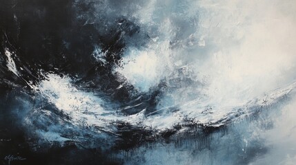 Obraz premium Abstract blue and white painting.