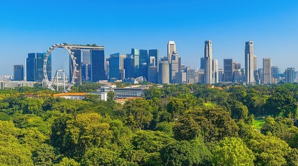 Obraz premium Singapore Flyer against a clear blue sky, offering a panoramic view of the city landmarks.