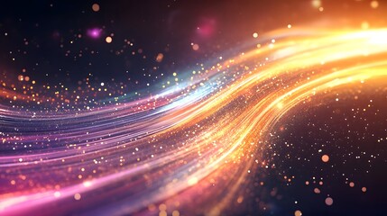 Abstract Golden and Purple Light Trails with Bokeh