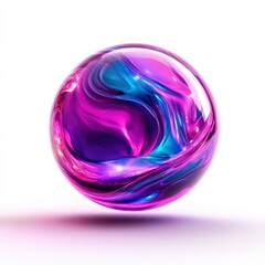 Obraz premium Colorful abstract sphere with swirling patterns, white isolated background
