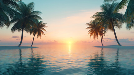 Tropical sunset over calm waters