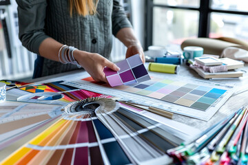Fototapeta premium Interior Designer Working with Color Palette