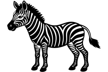 Illustration of standing cute zebra foal