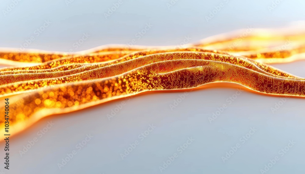 Poster abstract glowing lines flowing on a soft white background, creating a sense of movement and energy.