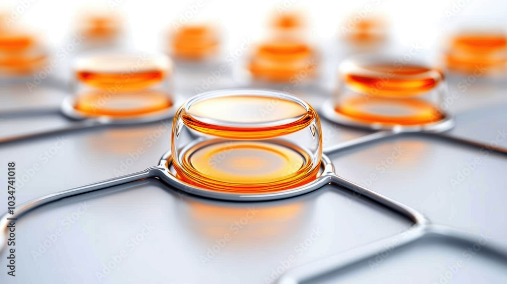 Poster close-up of an orange button on a modern interface, showcasing sleek design and innovative technolog