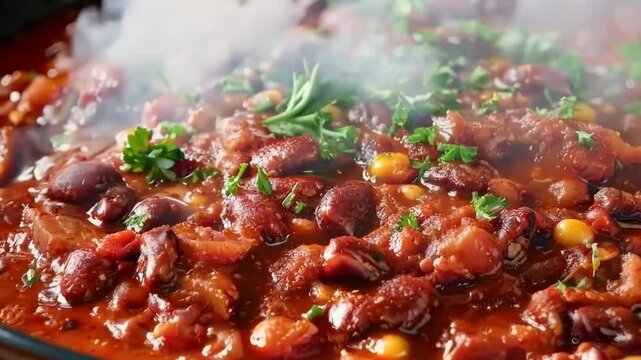 Vegan chili with beans and cornbread, Video