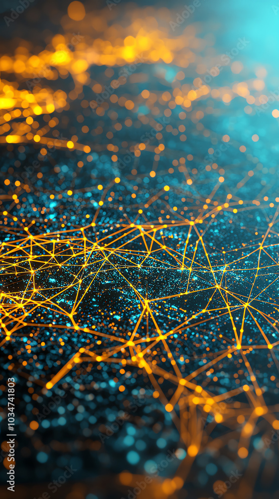 Poster abstract network of glowing lines and dots