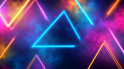 Vibrant neon abstract design for a reggaeton game card, energetic colors, dynamic shapes, suitable for a lively gaming experience