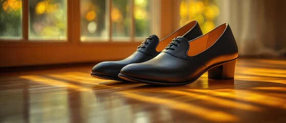 Elegant Black Ballroom Dance Shoes Perfect for Professional Dancers and Competitions, Ideal for Dance Studios and Fashionable Events