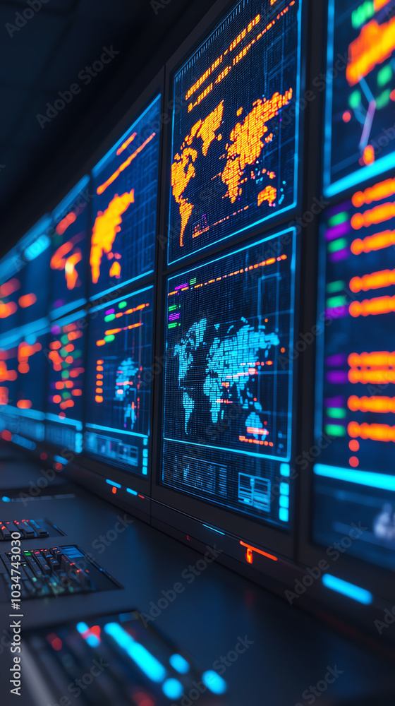 Poster Digital dashboard with global data display