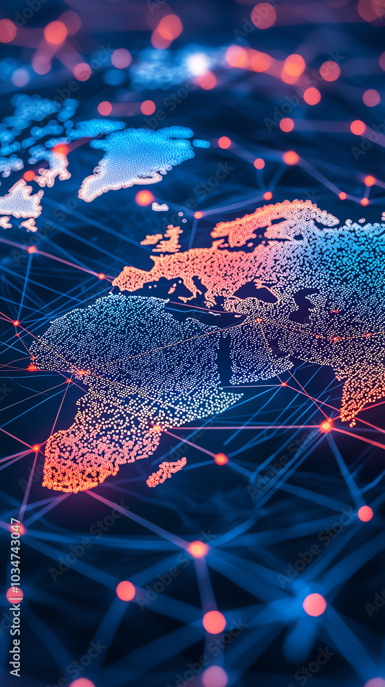 Poster digital global network connection visualization