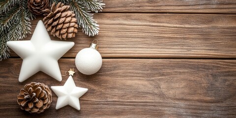 Fototapeta premium Christmas Decorations with Pinecones and Stars