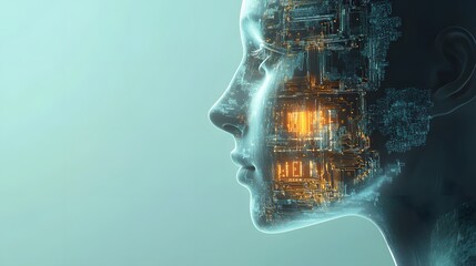 A Digital Human Head Composed of Circuitry and Binary Code