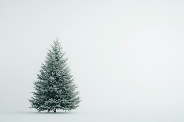 A Decorated Snow-Covered Christmas Tree in a Wintery Setting