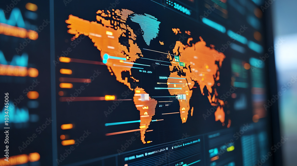 Poster global data visualization with analytics display