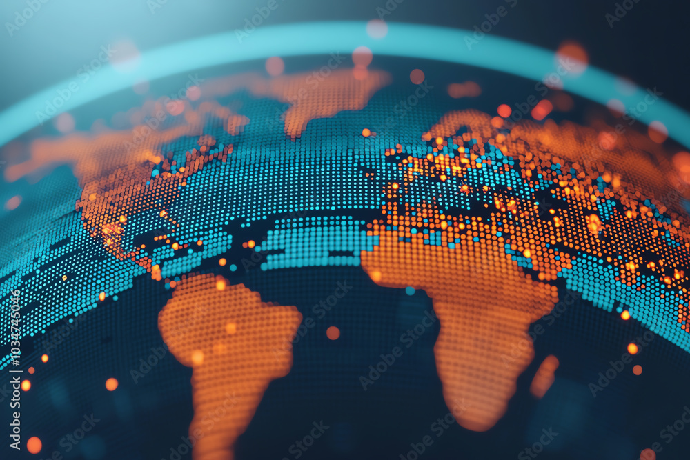 Poster global network visualization, digital data