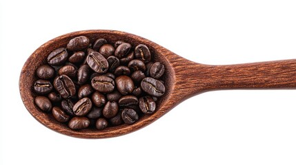 Obraz premium Rustic Wooden Spoon with Natural Coffee Beans