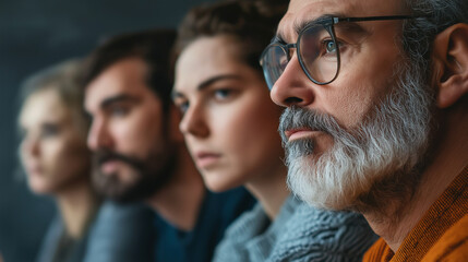 Obraz premium Participants in a support group listen intently to one another, fostering a sense of community and understanding while exploring psychological challenges together