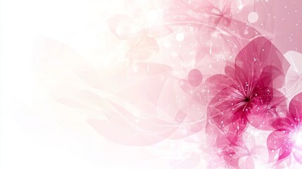 Delicate Pink Flowers on White Background Abstract Floral Wallpaper