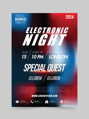 Fototapeta premium Brochure music concert design flyer template design layout, music festival party, festival sound, live music, night party.