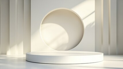 Minimalist White Platform with Half-Circle Cutout