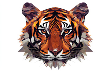 Fototapeta premium tiger's head in geometric pattern, illustration
