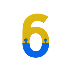 3D Colorful Puzzle Piece Number 6. 3D Icon