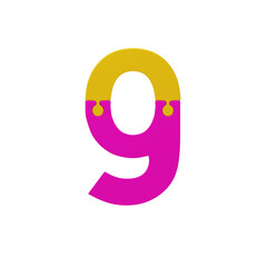 3D Colorful Puzzle Piece Number 9. 3D Icon