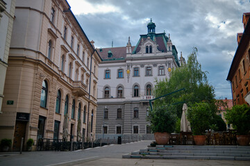 Streets of Ljubljana over the Ljubljanica River