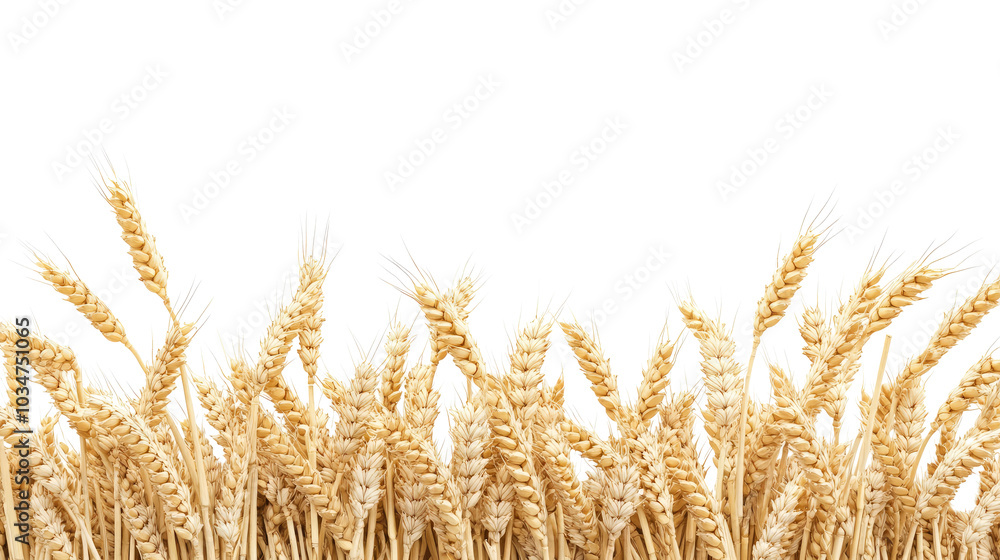 Poster wheat fields highlight farm objects on white background generative ai