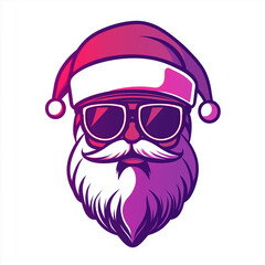 This artwork features a whimsical, minimalist design of Santa Claus, showcasing him in sunglasses and a cheerful hat, embodying a fun holiday vibe