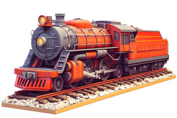 Obraz premium train locomotive vehicle railway 3d icon
