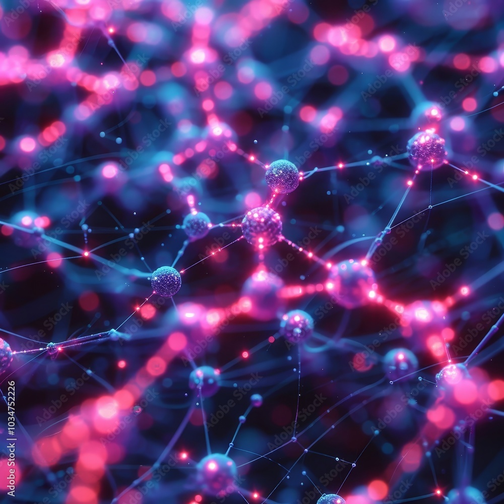 Poster the visualization depicts a network of glowing particles connected by intricate lines, showcasing vi