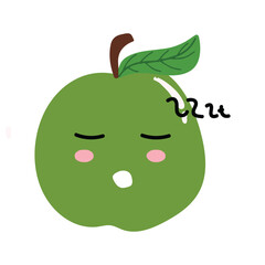 cute kawaii apples sticker emoticon isolated on white background. Cute and kawaii apples  emoticon expression 