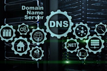 DNS. Domain Name System. Network Web Communication. Internet and digital technology concept