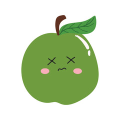 cute kawaii apples sticker emoticon isolated on white background. Cute and kawaii apples  emoticon expression 