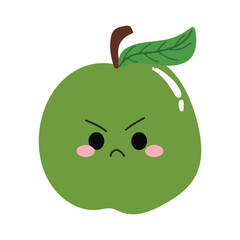 cute kawaii apples sticker emoticon isolated on white background. Cute and kawaii apples  emoticon expression 