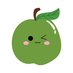 cute kawaii apples sticker emoticon isolated on white background. Cute and kawaii apples  emoticon expression 