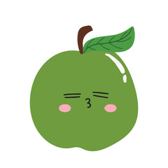 cute kawaii apples sticker emoticon isolated on white background. Cute and kawaii apples  emoticon expression 