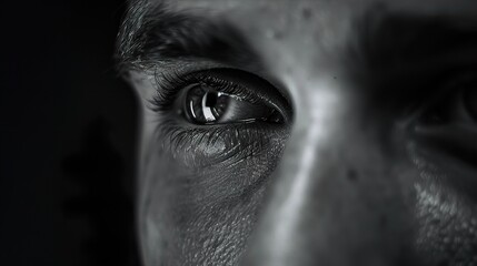 Fototapeta premium Close Up of a Human Eye in Black and White