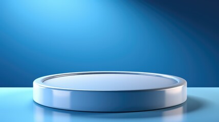 A Single White Circular Platform on a Blue Background
