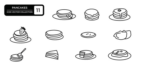 Pancakes icons collection, editable and resizable vector icon templates.