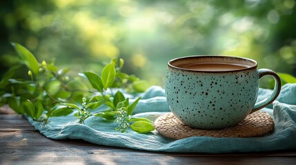 elegant cup mockup set against serene nature inspired background perfect for showcasing branding designs or artwork in tranquil organic setting