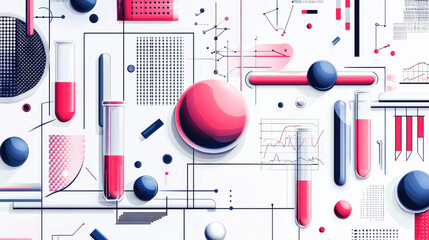 Chemical reagent bottles and element symbols, illustrations